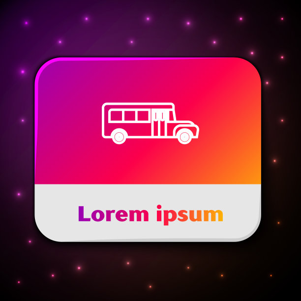 白线校车图标孤立在黑色上图片下载