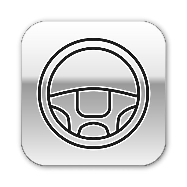 黑色线方向盘图标隔离在白色图片下载