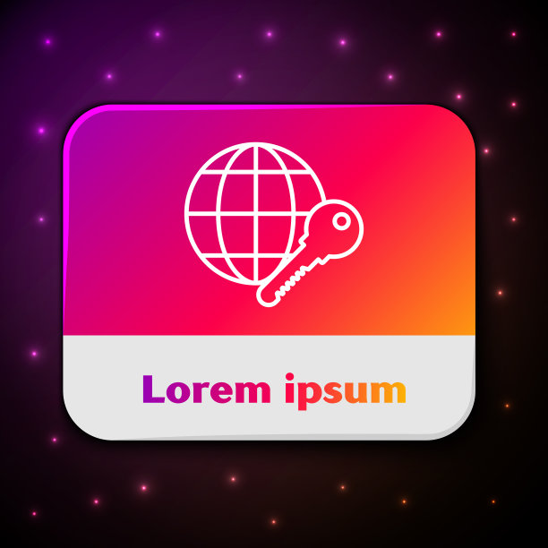 白线地球仪键图标隔离在黑色图片下载