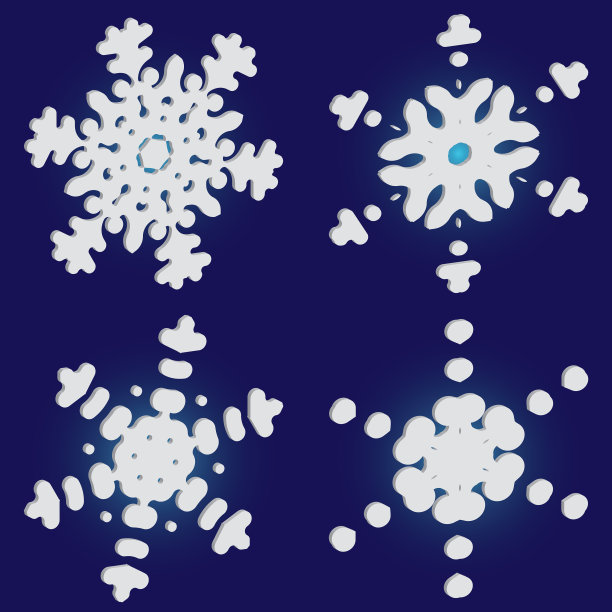 把孤立的雪花落在蓝色上图片下载