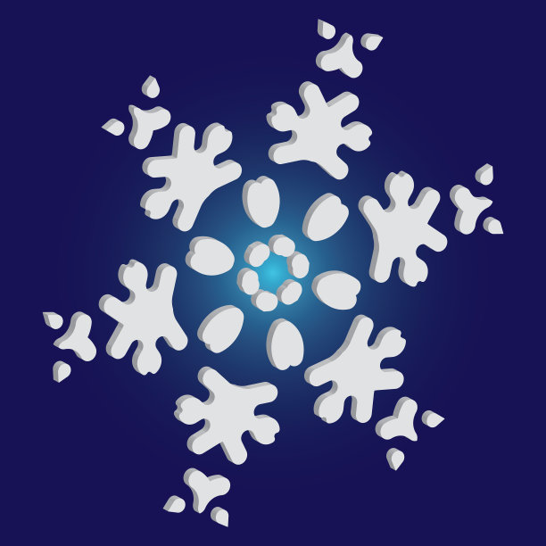 简单美丽的雪花在蓝色的背景图片下载