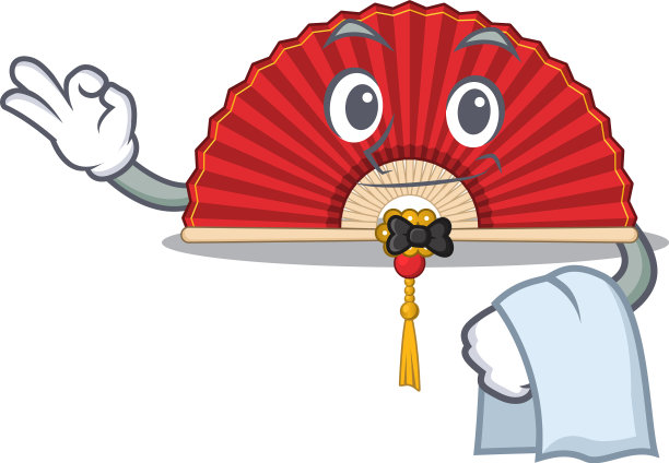 中国折扇字符上的一个程式化的服务员图片下载