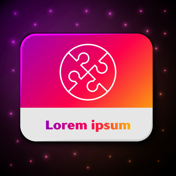 白色线块拼图图标孤立在黑色图片下载