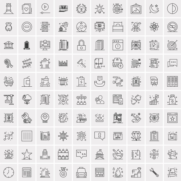 设置100个创意业务线图标图片下载