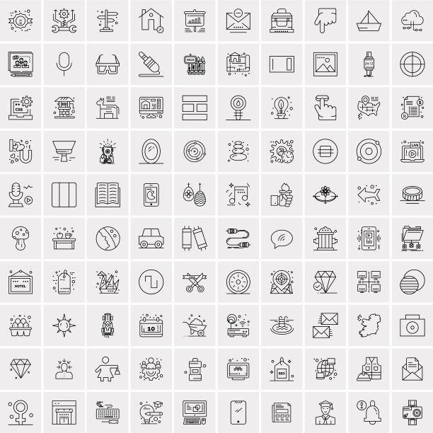 设置100个创意业务线图标图片下载