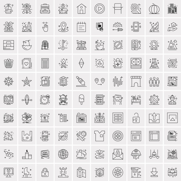 设置100个通用现代细线图标图片下载