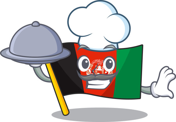 卡通设计的旗帜阿富汗卷轴作为厨师图片下载
