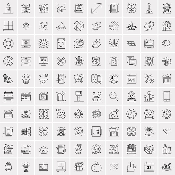 设置100个创意业务线图标图片下载