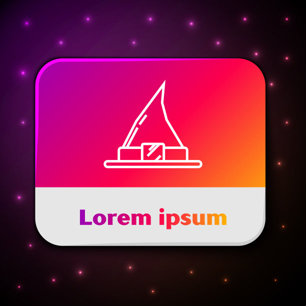 白线女巫帽图标孤立在黑色图片下载