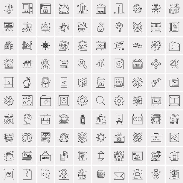 设置100个创意业务线图标图片下载