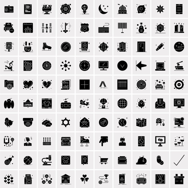 设置100个商业实体字形图标图片下载