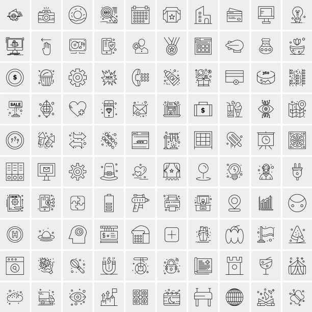 设置100个创意业务线图标图片下载