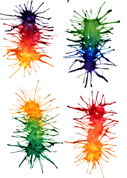 在白纸上画彩色抽象图像的水彩画。水彩的概念。图片下载