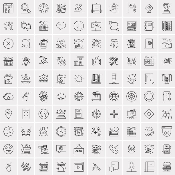 设置100个创意业务线图标图片下载