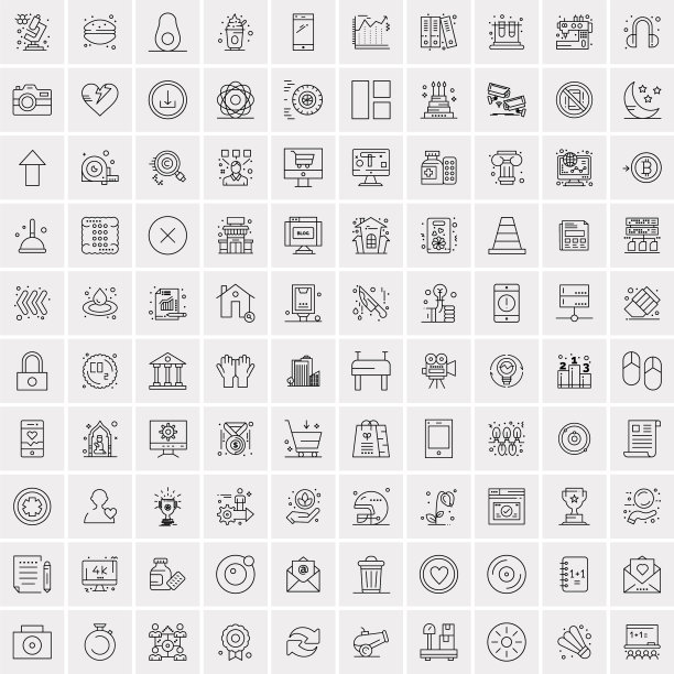 设置100个创意业务线图标图片下载