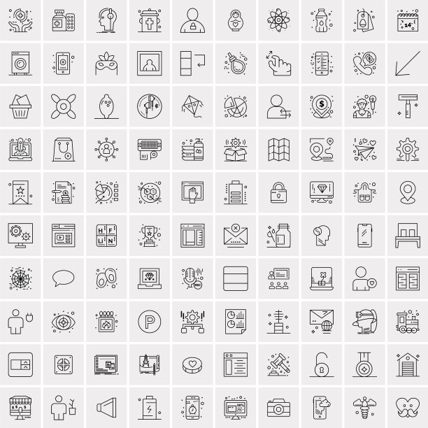 设置100个创意业务线图标图片下载