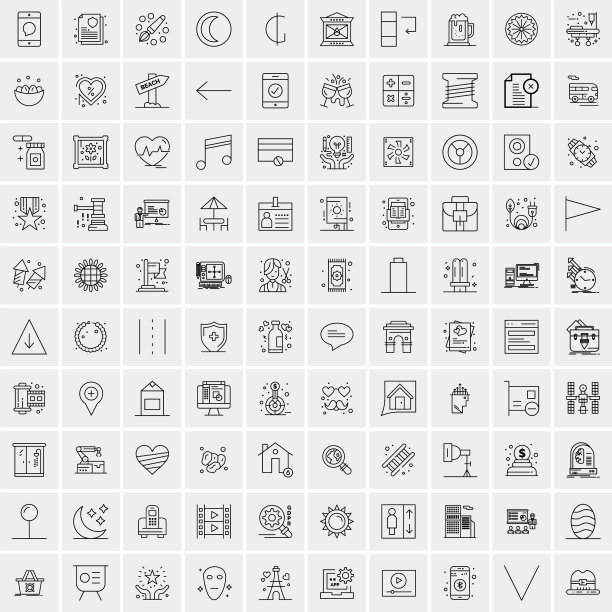 设置100个创意业务线图标图片下载