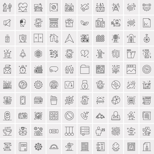 设置100个创意业务线图标图片下载