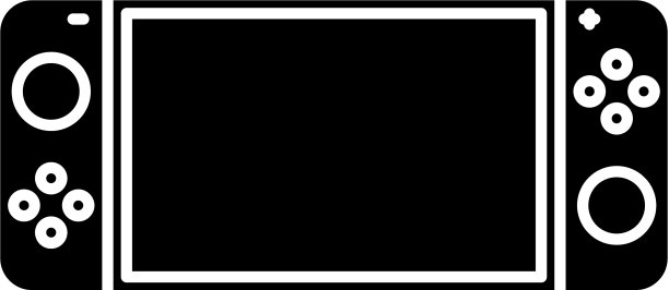 黑色便携式视频游戏机图标隔离开图片下载