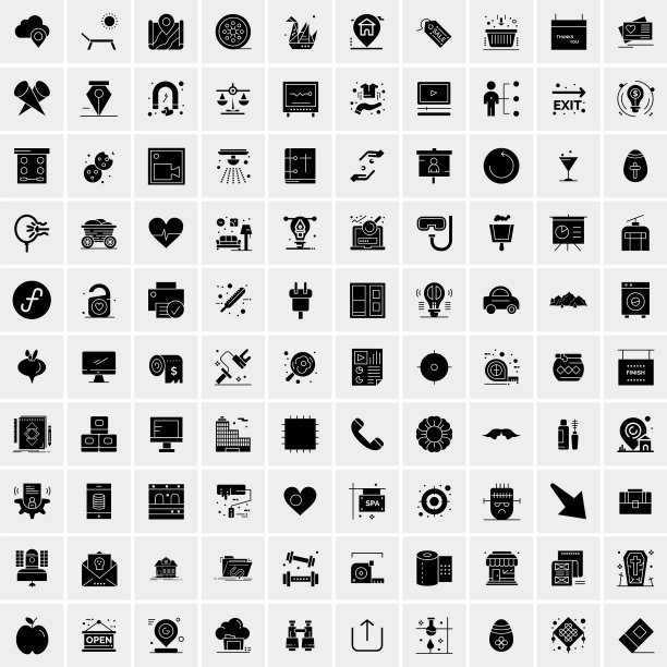 100商业图标实体字形图片下载