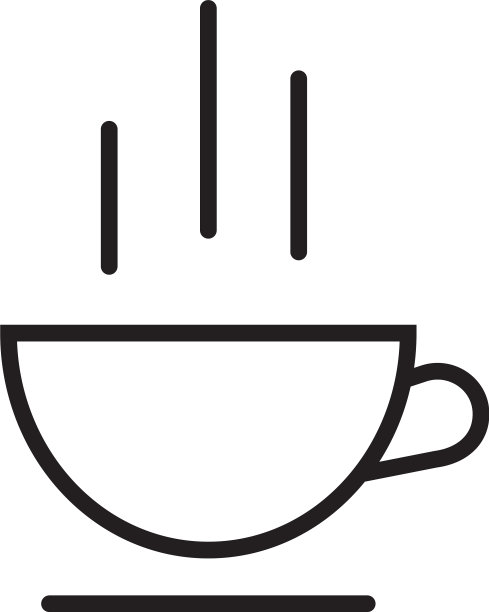 简单的咖啡杯线性图标上的白色图片下载