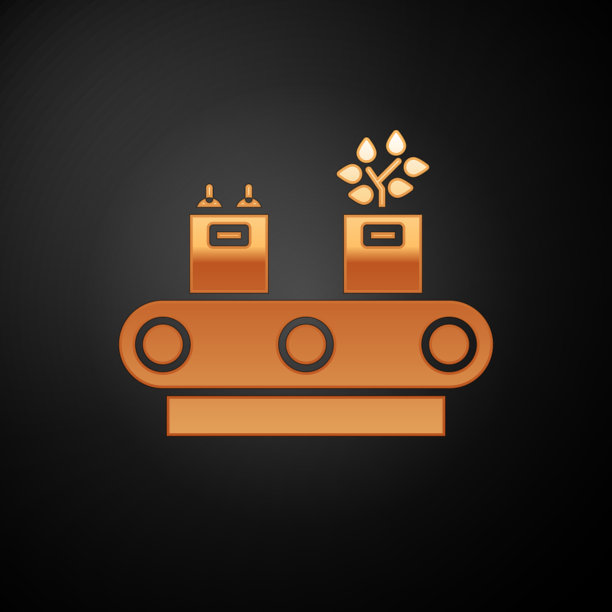 带纸板盒图标的黄金传送带图片下载