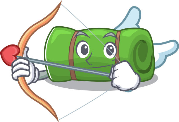 可爱的露营垫卷轴丘比特卡通人物图片下载