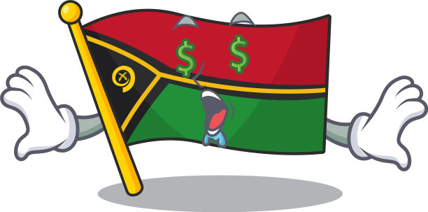 瓦努阿图旗卷轴与金钱眼睛卡通图片下载