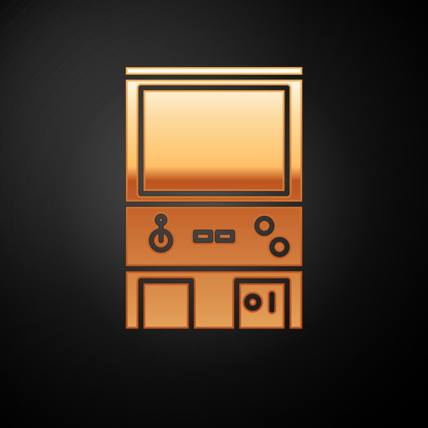 金色复古街机游戏机图标隔离上图片下载