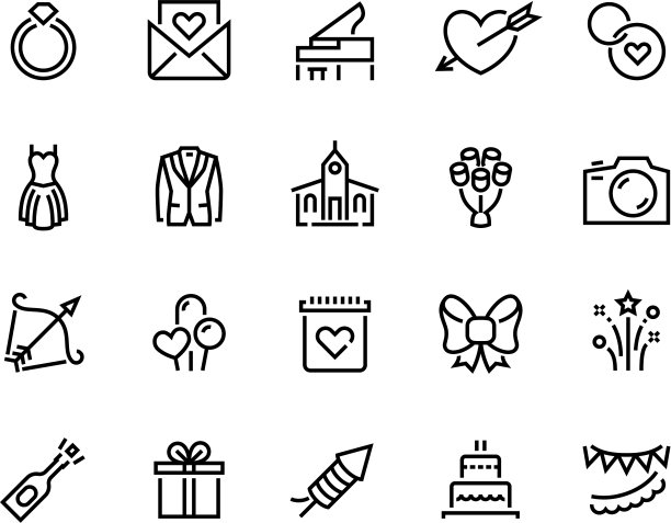 婚礼线图标婚礼仪式和图片下载