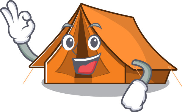 露营帐篷卷轴吉祥物设计制作ok图片下载