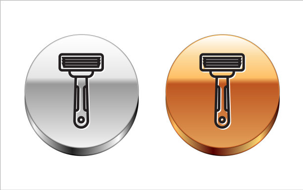 黑线剃须刀图标孤立在白色上图片下载