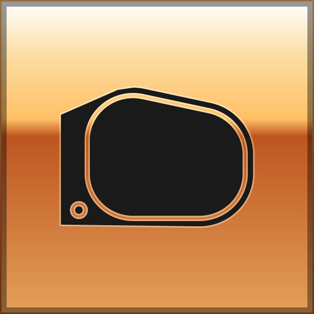 黑色汽车镜图标孤立在金色背景图片下载