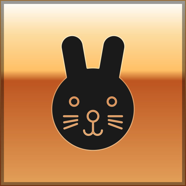 黑兔星座图标孤立在黄金上图片下载
