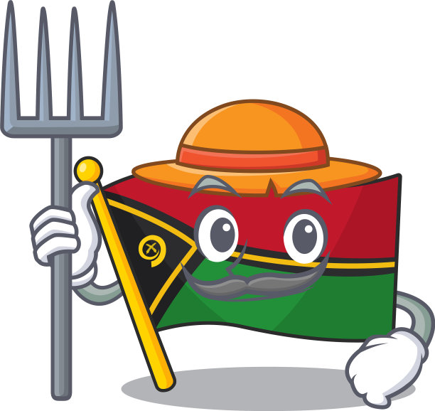 快乐农民旗瓦努阿图卷轴卡通人物图片下载