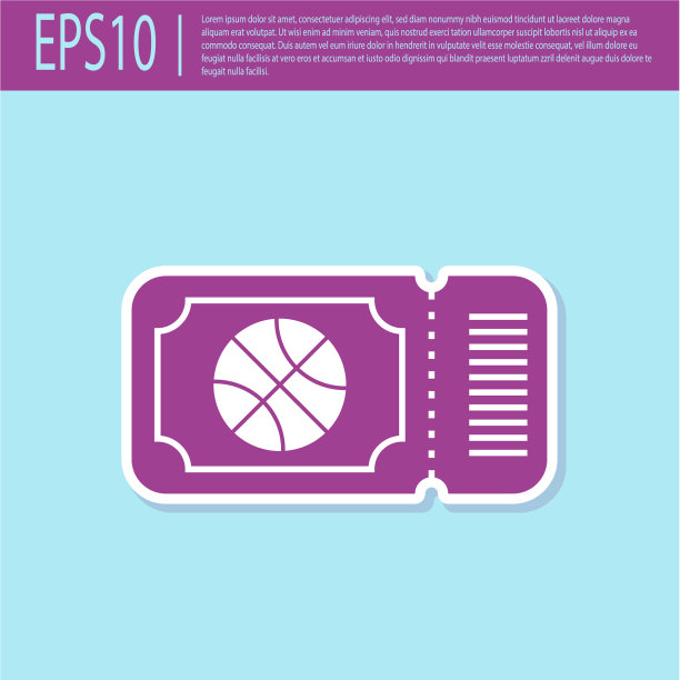 复古紫色篮球比赛门票图标孤立图片下载