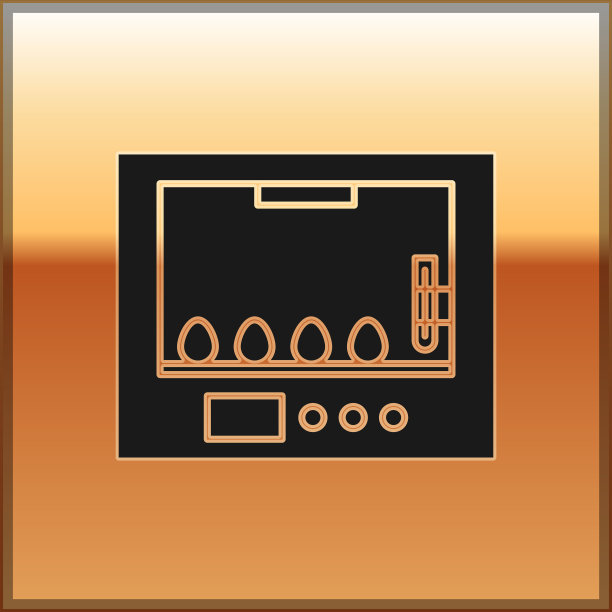 黑色孵卵器图标孤立在黄金上图片下载