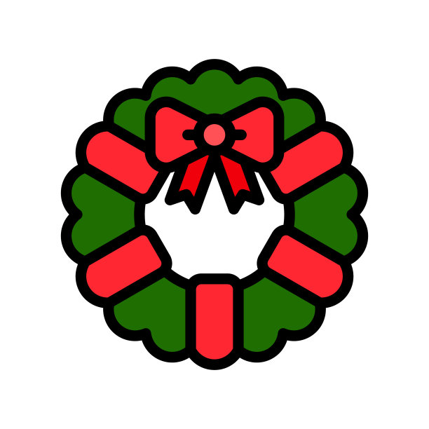 圣诞花环填充设计图标图片下载
