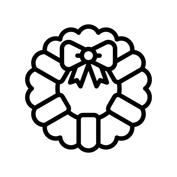 圣诞花环线条设计图标图片下载