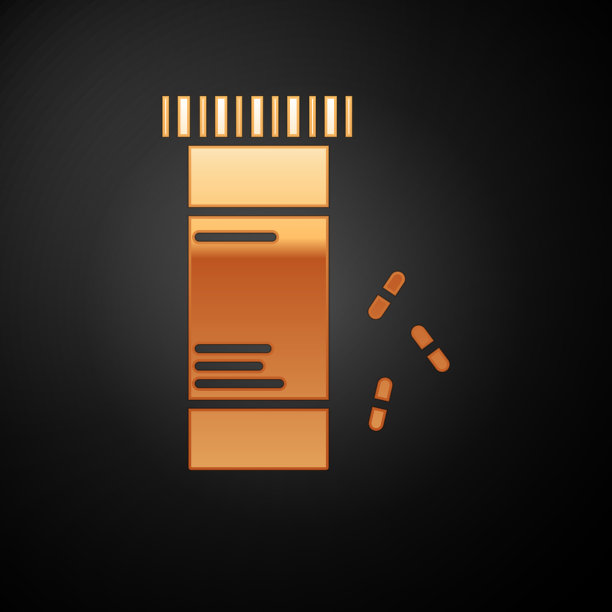 金药瓶和药丸图标隔离上图片下载