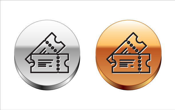 黑线电影院票图标孤立在白色图片下载