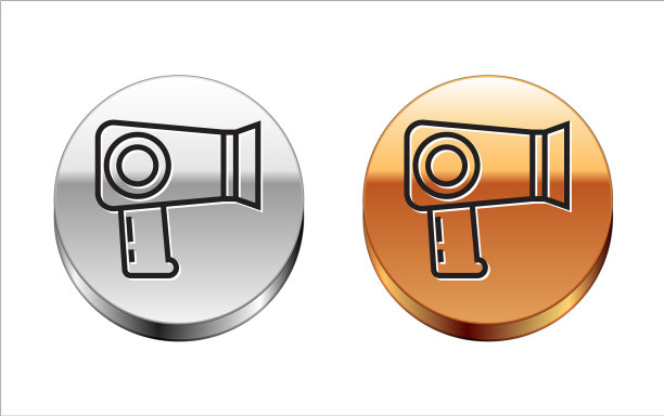 黑色线吹风机图标孤立在白色图片下载