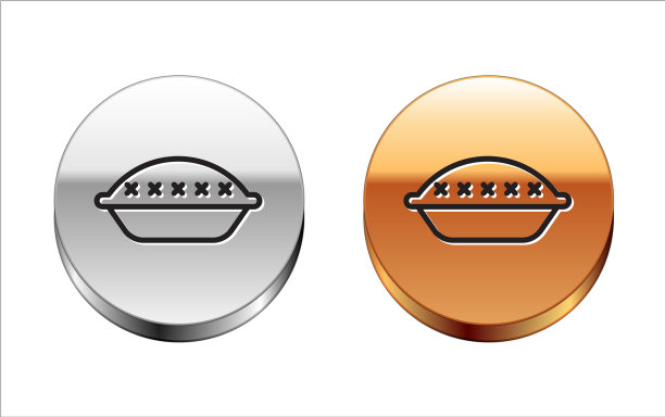 黑线自制馅饼图标孤立在白色上图片下载