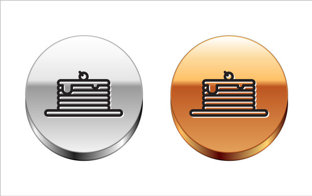 黑线叠煎饼图标孤立上图片下载