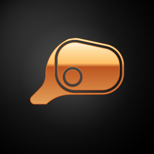 金色汽车镜图标孤立在黑色背景图片下载