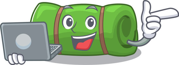 可爱和聪明的露营垫滚动工作图片下载