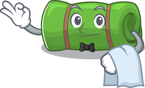 可爱的露营垫卷轴人物站为一图片下载