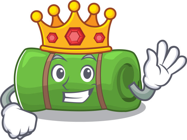 露营垫卷轴，风格化的国王对卡通图片下载