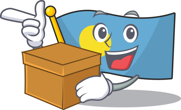 旗帜帕劳卷轴卡通人物带来一个盒子图片下载