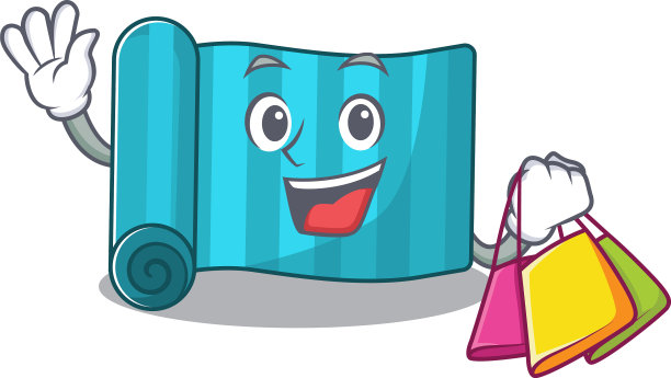 笑脸瑜伽床垫滚动吉祥物风格图片下载